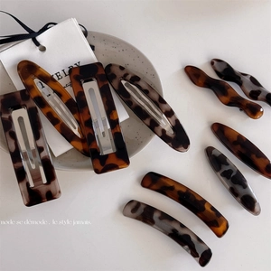 Vintage Leopard Print Hair Clip Acetate Resin Geometric Hollow Oval Rectangle Hair Barrettes For Women Daily Hair Accessories
