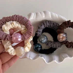 Elastici per Capelli Plissettati in Stile Coreano con Perle Elegante Supporto per Coda di Cavallo Accessori per Capelli Moda per Donna