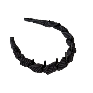 Serre-tête tissé à rayures noires élégant avec dents intérieures pour volume et maintien