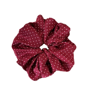 Chouchou élégant rouge bordeaux à pois blancs pour accessoires de coiffure