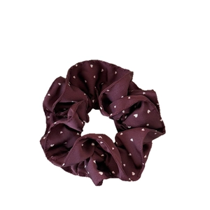 Elastico per capelli bordeaux doppio strato stile francese con piccoli cuori bianchi