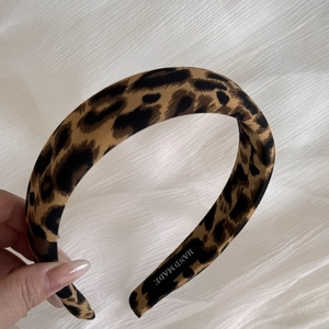 Classic brown leopard print wide headband with handmade label and non-slip inner lining