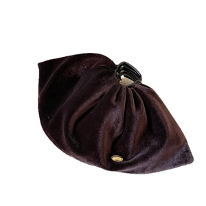 Pince à cheveux élégante en velours marron foncé avec emblème doré style vintage