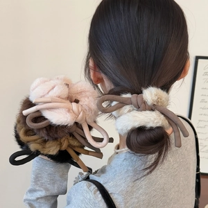 Lot de chouchous en peluche avec nœud pour queue de cheval aux tons chics d'automne