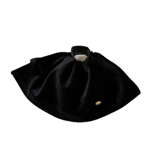 Elegant black velvet bow hair claw clip with gold wings logo for voluminous styling