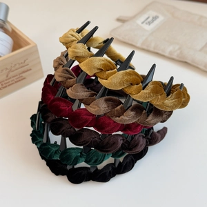 Five velvet hair claws in ginger, coffee, burgundy, dark green, and black colors
