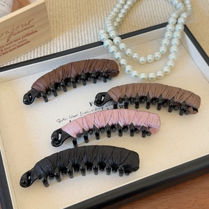 Elegant satin fabric banana hair clip set in four classic colors for ponytail styling