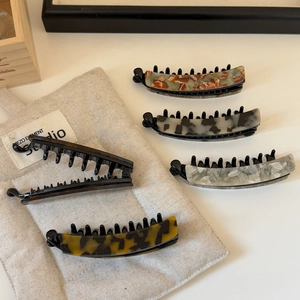 Assorted tortoise and marble pattern acetate banana clips for women with thick hair