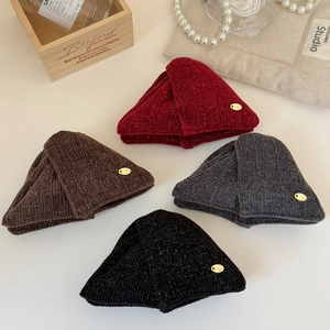 Elegant velvet-style knit hair claws with metallic threads in burgundy and black