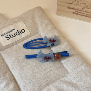 Set di fermagli per capelli con simpatici cani, clip BB blu e mollette a forma di cuore