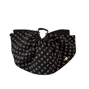 Black paisley fabric covered shark hair claw clip with golden logo for women hair styling