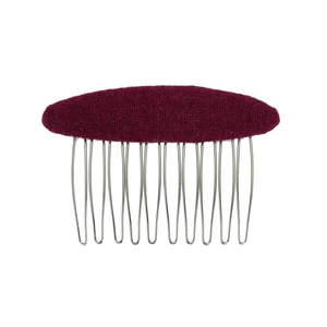 Pettine per capelli minimalista in tessuto viola scuro con denti in metallo argentato