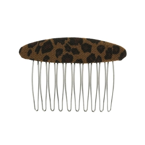 Pettine per capelli minimalista in metallo a 10 denti con stampa leopardata marrone