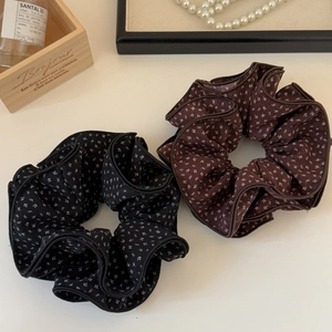 Set di elastici per capelli oversize con stampa floreale neri e marroni