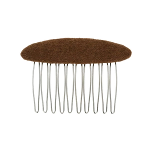 Pettine per capelli ovale floccato marrone scuro con 10 denti in metallo antiscivolo