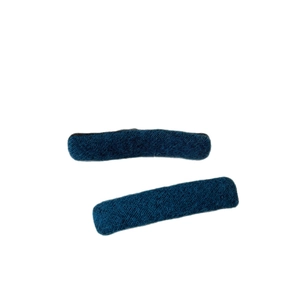 Set of two navy blue flocking knit hair clips with soft fiber texture for women