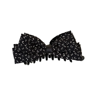 Classic leopard polka dot bow banana clip for ponytail in elegant fabric finish