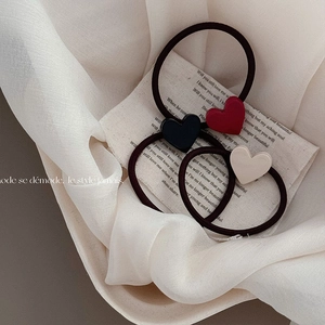 Élastique à Cheveux Décor Cœur Style Coréen Bande en Caoutchouc Haute Élasticité Corde à Cheveux Douce pour Femme Fille Accessoire Quotidien