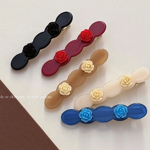 Women Elegant Rose Flower Cellulose Acetate Hair Clip Wave Side Duckbill Clip Korean Style Floral Hair Accessory Daily Jewelry