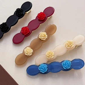 Elegant acetic acid rose flower hair clips in five colors with wavy resin design