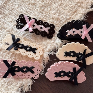 Pinza per capelli e fermagli a fiocco in acetato colori nero crema e rosa stile giapponese