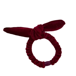 Chouchou élégant en velours bordeaux avec nœud oreilles de lapin pour cheveux