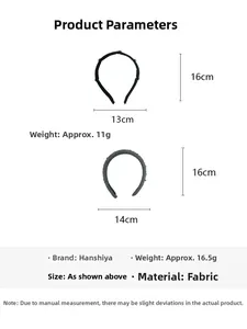 Size chart showing height 16cm and width 13cm for fabric embellished headbands