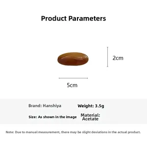 Detailed size specifications of amber acetate hair clip measuring 5cm by 2cm and weighing 3.5g