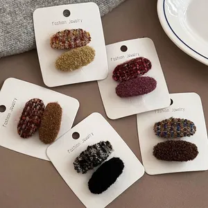 Haarspangen Im Koreanischen Stil Tweed Plüsch Für Damen Mädchen Herbst Winter Süße Ovale Seitenclip Und Ponyclip Haarnadeln Schmuck