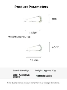 Detailed size parameters of two elegant U-shaped hairpins with pearls and alloy material