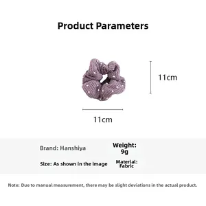 Specifiche tecniche con diametro di 11cm per l'elastico per capelli viola a pois in tessuto