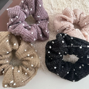 Dolci Elastici per Capelli in Maglia a Pois con Pon Pon Grandi Per Donne Ragazze Autunno Inverno Accessori per Capelli