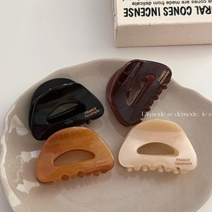 Pince à Cheveux en Acétate Semi Circulaire Ajourée Simple Petite Écaille de Tortue pour Femmes Support Queue de Cheval Fait Main