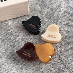 Mini Pinza per Capelli a Cuore in Acetato Stile Francese per Donna Piccola Fatta a Mano Etichetta Oro Accessori Capelli 4 Colori