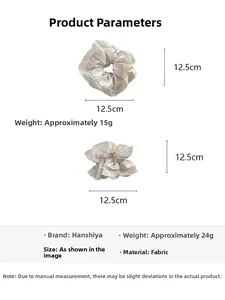 Size chart showing 12.5cm diameter for double-layered cream lace hair scrunchies