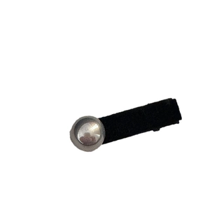 Minimalist black velvet hair clip with a polished silver semi-sphere metallic ornament