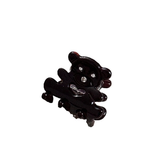 Pince à cheveux ours noir mignonne avec détails de cœur et finition brillante