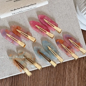 Women Acetate No-Trace Hair Clip Dreamy Marble Gradient Pattern Duckbill Clip Korean Style Makeup Bangs Hairpin Accessory
