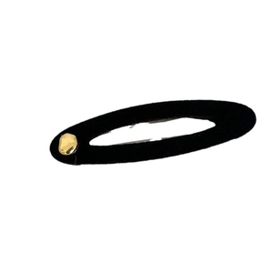 Minimalist black elastic hair tie with a vintage irregular golden metal buckle decoration