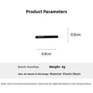 Dimensioni dettagliate della clip per capelli nera 6,8 cm con lunghezza e larghezza