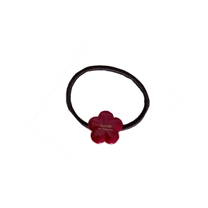 Élastique à cheveux fleur rouge avec texte doré Barrette La France de style français