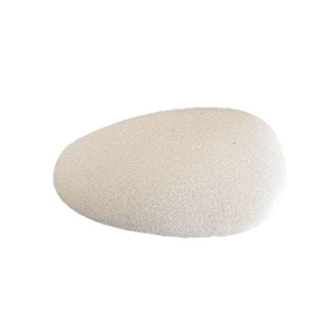 Minimalist cream teardrop leather hair clip with smooth matte texture on white background
