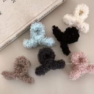 Style Coréen Élégant Pince à Cheveux en Filet Plissé Nuage Gaze Grande Pince pour Femmes Accessoires de Cheveux Doux