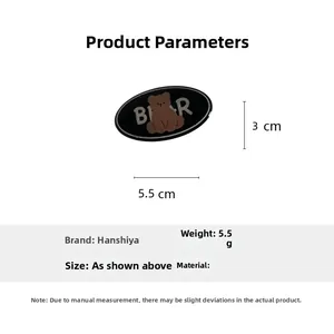 Dimensions détaillées de la pince à cheveux ours noir: 5,5cm sur 3cm et poids de 5,5g