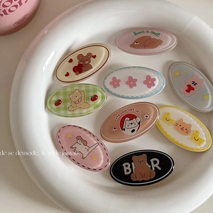 Barrettes à Cheveux Ovales Mignonnes Animaux Ours Lapin Pinces Bec de Canard Accessoires de Coiffure pour Femmes