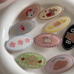 Lot de neuf jolies barrettes d'animaux de dessin animé avec ours et lapin en résine