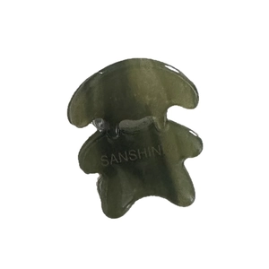 Mini molletta per capelli a forma di orso verde in acetato con scritta SANSHIN