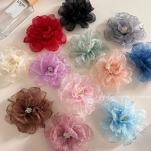 Pince à Cheveux Élégante Fleur en Organza pour Femmes Style Coréen Épingle à Cheveux Orchidée avec Künstliche Perles Accessoires de Cheveux