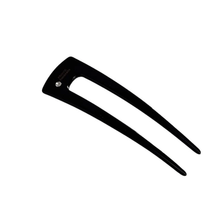 French style black acetate U-shaped hair fork with rhinestone and France Handmade mark