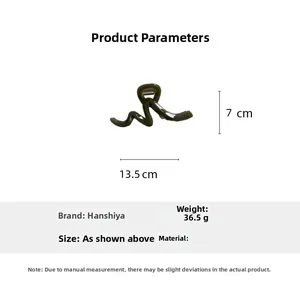 Detailed dimension guide for large olive green hair claw clip showing 13.5cm length size